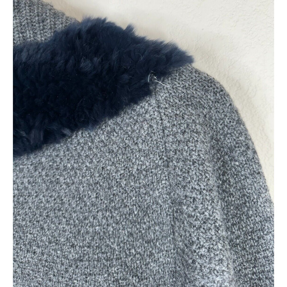 3.1 Phillip Lim Cape Sweater Women's Gray Merino Wool Fur Vented‎ 3/4 Sleeve - Picture 8 of 11